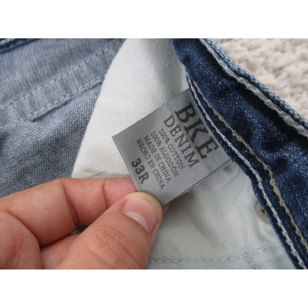 BKE Jeans Mens 33x25 Blue Tyler Denim Cotton Buckle Outdoor Straight Hemmed A2